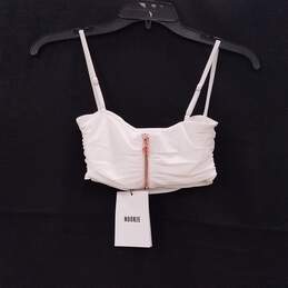 NWT Womens White Cowl Neck Sleeveless Back Zip Crop Top Size X-Small alternative image