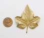 Vintage Crown Trifari Brushed Gold Tone Leaf Brooch 20.1g image number 4