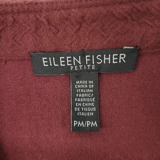 Eileen Fisher WM's Burgundy Maroon Snap Button Textured Jacket Size P/M image number 3