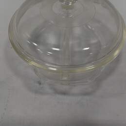 Fire King Round 1-1/2 QT Clear Glass Divided Casserole Dish w/ Lid alternative image