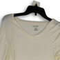 NWT Womens Ivory Long Sleeve V-Neck Activewear Pullover T-Shirt Size Medium image number 3