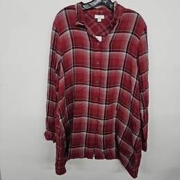 Red Plaid Long Sleeve Buttoned Shirt