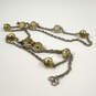 Designer J. Crew Silver-Tone Yellow Stone Lobster Lock Long Chain Necklace image number 3