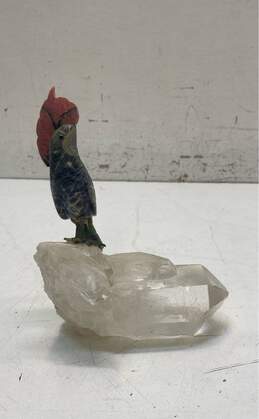 Quarts Crystal Figurine 7inch Tall Hand Crafted Stone Bird Perched on Quarts