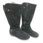 UGG Black Fleece Lined Leather Riding Boots image number 1