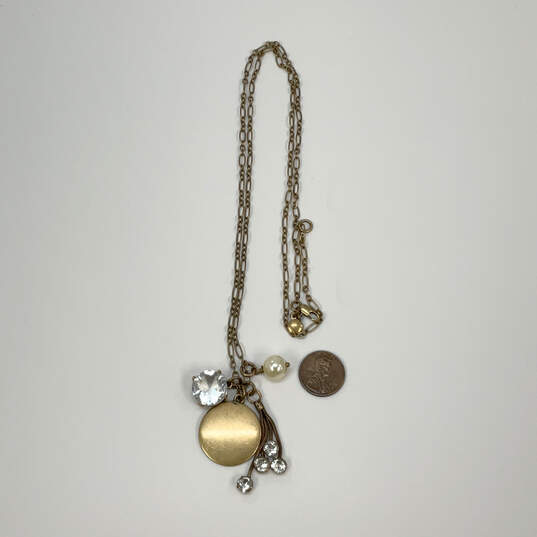 Designer J. Crew Gold-Tone Rhinestone Link Chain Charm Necklace image number 2