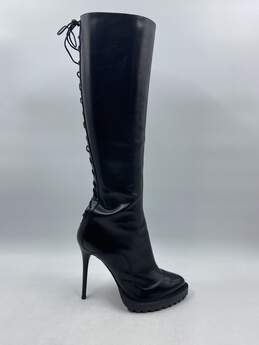 Authentic Alexander McQueen Black Lace-Up Knee-High Boot W 6.5