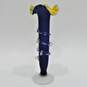 Murano Blue Yellow & Clear Frosted Glass Ruffled Vase image number 1