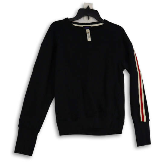 Womens Black Round Neck Long Sleeve Pullover Sweatshirt Size Medium image number 1
