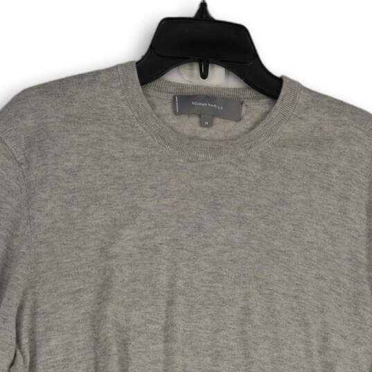 Mens Gray Double-Knit Long Sleeve Crew Neck Pullover T-Shirt Size Medium image number 3
