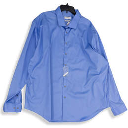 NWT Womens Blue Spread Collar Long Sleeve Button-Up Shirt Size 20 38-39