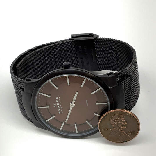 Designer Skagen 694XLTMD Titanium Dial Mesh Band Quartz Analog Wristwatch image number 1