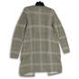 NWT Womens Gray White Plaid Long Sleeve Open Front Cardigan Sweater Size M image number 2