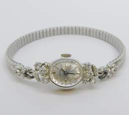 Ladies Vintage LeGant 14K White Gold Case 0.50 CTTW Diamond Jeweled Watch 15.4g alternative image