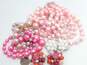 Vintage Pink & White Beaded Clip-On Earrings & Multi Strand Necklaces 198.6g image number 6