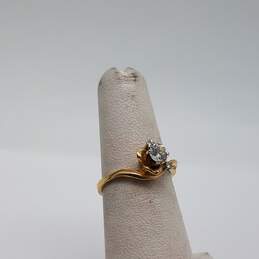 10k Gold Cubic Zirconia Sz 5 Wedding Ring Set 2pcs 4.5g alternative image
