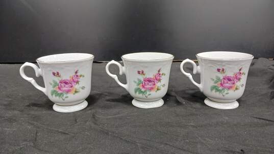 8pc Gibson Housewares Victorian Rose Pattern Teacups/Saucers/Creamer image number 6