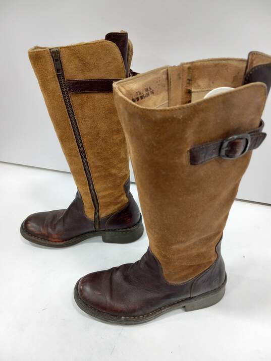 Women's Brown Leather Born Size 7.5 Boots image number 3