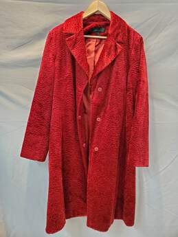 Siena Studio Long Red Button Up Overcoat Jacket Size L