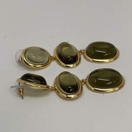 Designer J. Crew Gold-Tone Oval Shape Stone Classic Dangle Earrings alternative image