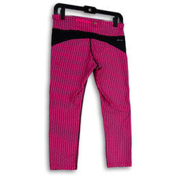 Womens Pink Black Geometric Activewear Pull-On Cropped Leggings Size M alternative image