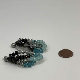 Designer Swarovski Blue Black Shiny Beaded Layres Fashionable Drop Earrings