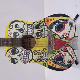 Custom Painted Dia de los Muertos Fever Acoustic Guitar alternative image