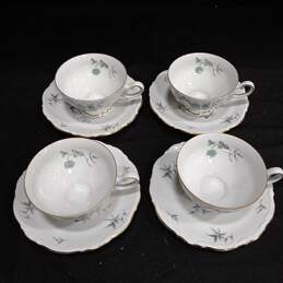 8 pcs Set of Mitterteich Green Ming Cups/Saucers