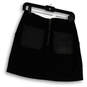 Womens Black Flat Front Pockets Back Zip Stretch Short A-Line Skirt Size 0 image number 1