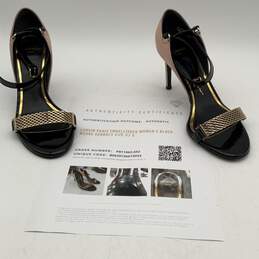 Lanvin Paris Womens Black Embellished Wedge Strappy Sandals Size EUR 37.5 w/ COA