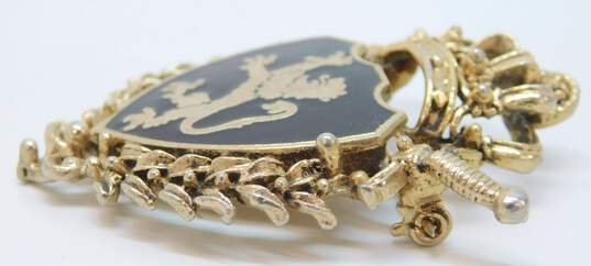 VNTG Gold Tone Jelly Belly Crown & Enamel Shield Brooches image number 5