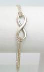 Tiffany & Co 925 Infinity Symbol Charm Double Cable Chain Bracelet 3.3g image number 3