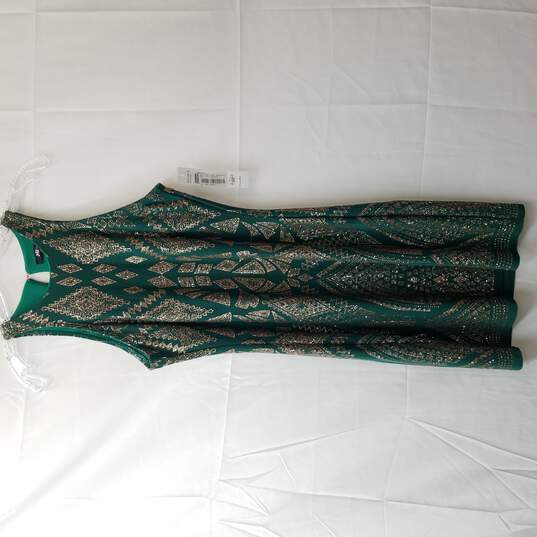 Jump Apparel Green Gold Glitter Polyester Midi Dress Womens Size 3/4 image number 1