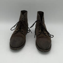 Womens Captain Brown Distress Suede Cap Toe Lace-Up Ankle Boots Size 8 alternative image