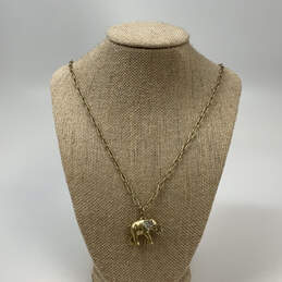 Designer J. Crew Gold-Tone Link Chain Rhinestone Elephant Pendant Necklace