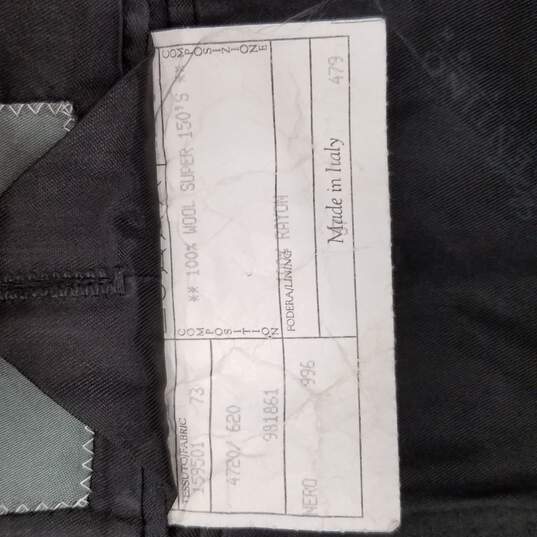 Sergio Valentino Men Black Pinstripe Super 150 Suit Jacket Sport Coat Dress Pants L image number 4