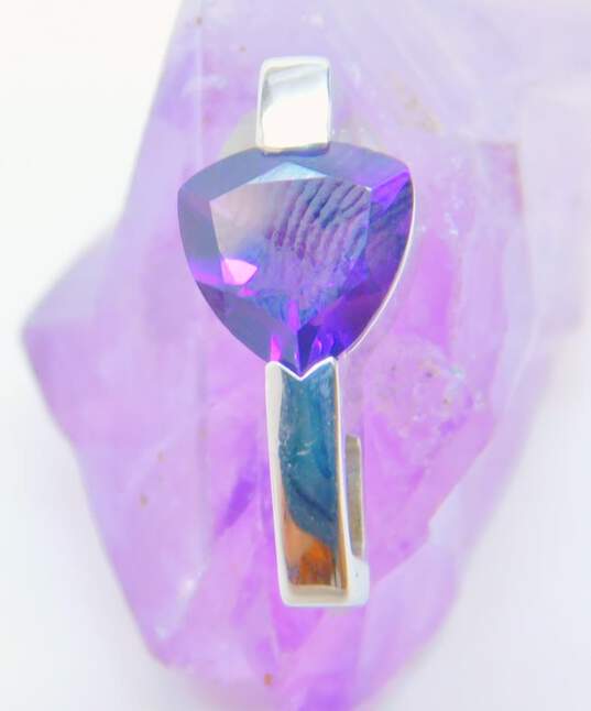 Contemporary 14K White Gold Amethyst Pendant 2.3g image number 2