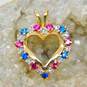 10K Yellow Gold Ruby Spinel & Diamond Accent Heart Pendant 2.7g image number 1