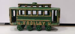 Vintage Green Cast Iron Trolley Toy