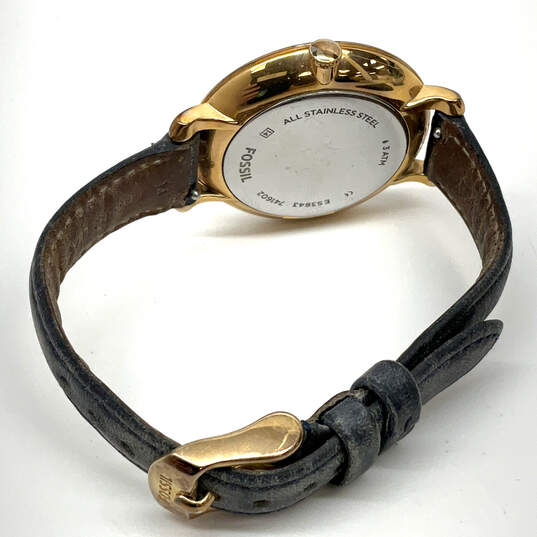 Designer Fossil ES3843 Jacqueline Black Leather Strap Analog Wristwatch image number 2