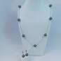 Romantic 925 Dark Grey Faux Pearls Station Beaded Figaro Chain Toggle Necklace & Matching Drop Earrings Set 62.5g image number 1