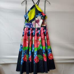 Ted Baker London Black Floral 'Forget Me Not Halter Neck Dress' Women's Size 2 alternative image