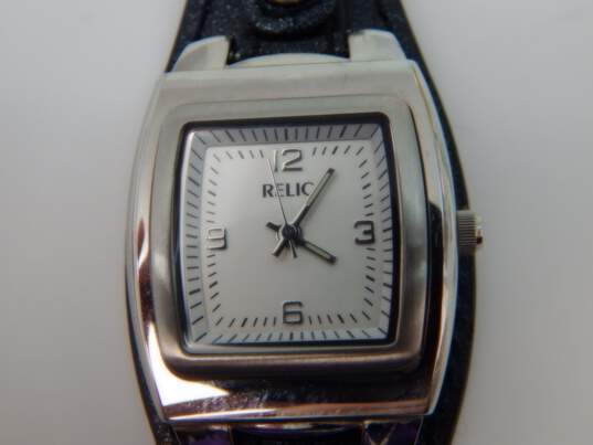 Relic Ladies Silver Tone Interchangeable Leather Band Watch 57.2g image number 2