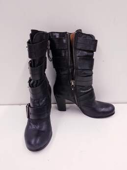 RoseGold Leather Walt Moto Boots Black 6