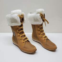 Timberland Grammercy Size 7M Leather Tall Lace Up Fur Lined Winter Snow Boots
