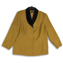 Womens Yellow Shawl Neck Long Sleeve One Button Blazer Size 20W