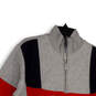 Mens Gray Long Sleeve Quarter Zip Kangaroo Pocket Pullover Sweatshirt Sz S image number 3