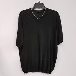 Mens Black Classic V2 Cotton Short Sleeve V-Neck Pullover T-Shirt Size L