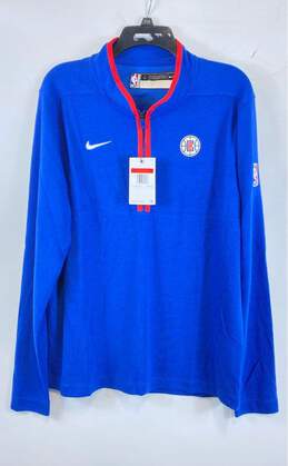 NWT Nike Mens Blue Los Angeles Clippers 1/2 Zip Basketball Jacket Size Large