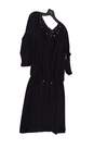 Womens Black 3/4 Sleeve Elastic Waist Tie Neck Sheath Dress Size Small image number 3